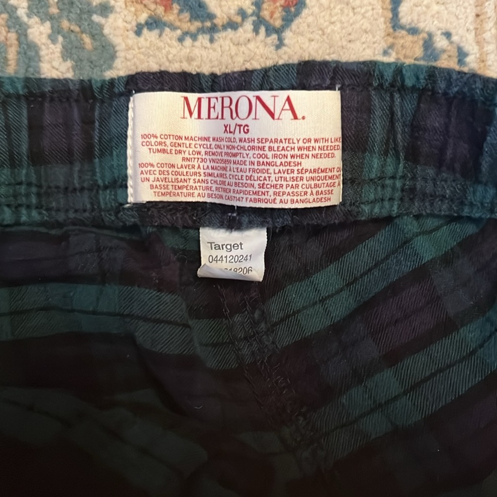 Size men’s extra large Marona flannel night pants in green and blue - Picture 5 of 5
